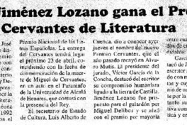 José Jiménez Lozano gana el Premio Cervantes de Literatura.
