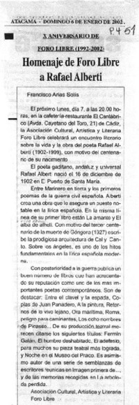 Homenaje de Foro Libre a Rafael Alberti