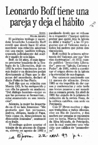 Leonardo Boff tiene una pareja y deja el hábito.