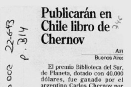 Publicarán en Chile libro de Chernov.