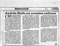 Andrés Bello en nuestra cultura.