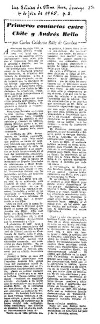 Primeros contactos entre Chile y Andrés Bello