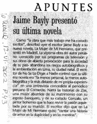 Jaime Bayly presentó su última novela.