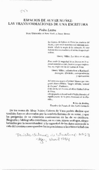 Espacios de Alvar Núñez, las transformaciones de una escritura