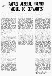 Rafael Alberto, Premio "Miguel de Cervantes".