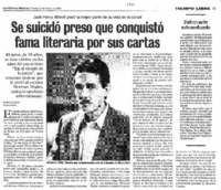 Se suicidó preso que conquistó fama literaria por sus cartas.