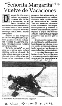 "Señortia Margarita " vuelve de vacaciones.