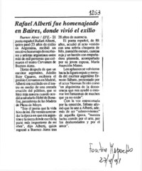 Rafael Alberti fue homenajeado en Baires, donde vivió el exilio.