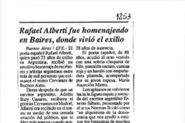 Rafael Alberti fue homenajeado en Baires, donde vivió el exilio.