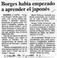 Borges había empezado a aprender el japonés.