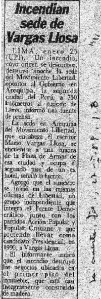 Incendian sede de Vargas Llosa.