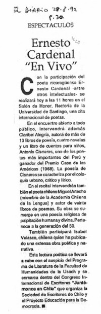 Ernesto Cardenal "en vivo".