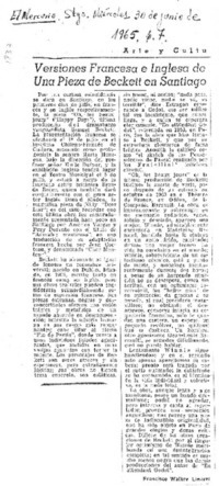 Versiones francesa e inglesa de una pieza de Beckett en Santiago