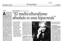El multiculturalismo absoluto es una hipocresía"
