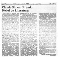 Claude Simon, Premio Nobel de Literatura