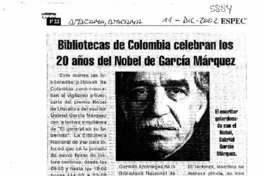 Bibliotecas de Colombia celebran los 20 años del Nobel de García Márquez.