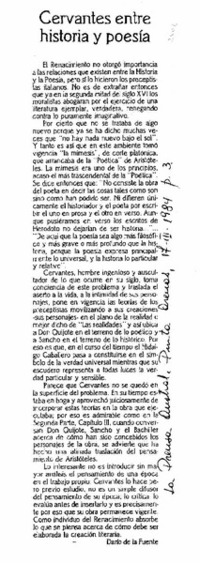Cervantes entre historia y poesía