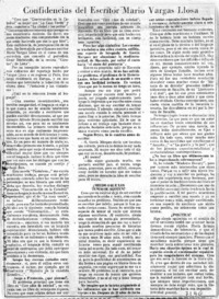 Confidencias del escritor Mario Vargas Llosa.