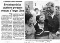 Presindente de los escritores peruanos censura Vargas Llosa.