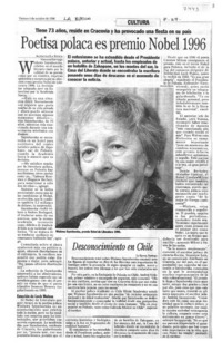 Poetisa polaca es premio Nobel 1996.