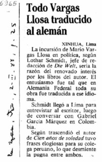 Todo Vargas Llosa traducido al alemán.