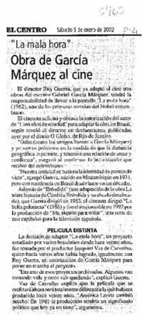 Obra de García Márquez al cine "La mala hora"