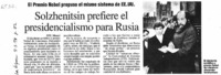 Solzhenitsyn prefiere el presidencialismo para Rusia