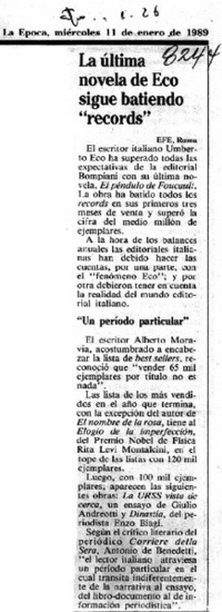 La Ultima novela de Eco sigue batiendo "records".