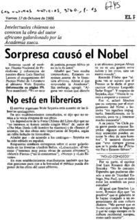 Sorpresa causó el Nobel