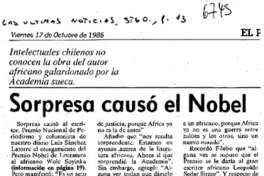 Sorpresa causó el Nobel