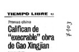 Califican de "execrable" obra de Gao Xiangjian