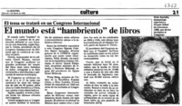 El mundo está "hambriento" de libros El tema se tratará en un Congreso Internacional