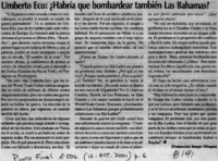 Umberto Eco, ¿habría que bombardear también Las Bahamas?