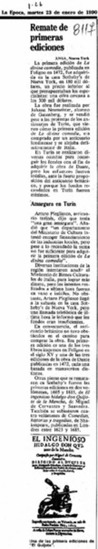 Remate de primeras ediciones.