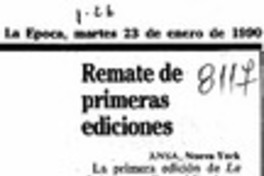 Remate de primeras ediciones.