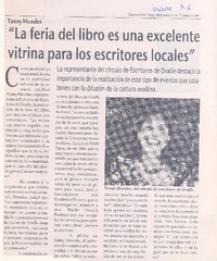 Yanny Morales : "la feria del libro es una excelente vitrina para los escritores locales"