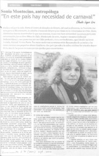 Sonia Montecino, antropóloga "en este país hay necesidad de carnaval"