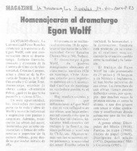 Homenajearán al dramaturgo Egon Wolff