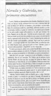 Neruda y Gabriela, sus primeros encuentros