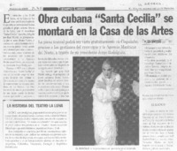 Obra cubana "Santa Cecilia" se montará en la Casa de las Artes