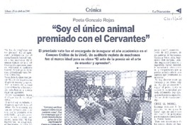 Soy el único animal premiado con el Cervantes