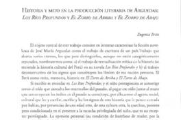 Historia y mito en la producción literaria de Arguedas: Los ríos profundos y El Zorro de arriba y el zorro de abajo