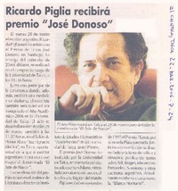 Ricardo Piglia recibirá premio "José Donoso"