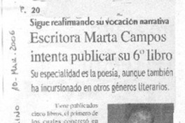 Escritora Marta Campos intenta publicar su 6o. libro