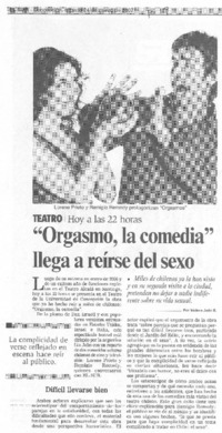 "Orgasmo, la comedia" llega a reírse del sexo
