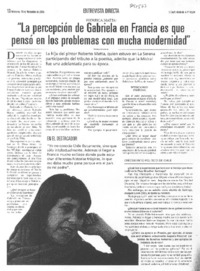 "La percepción de Gabriela en Francia es que pensó en los problemas con mucha modernidad" [entrevista]