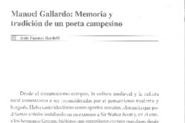 Manuel Gallardo. Memoria y tradición de un poeta campesino