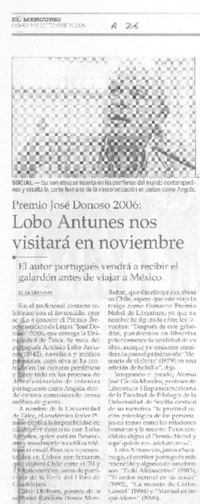 Lobo Antúnes nos visitará en noviembre