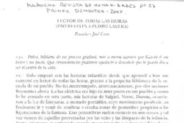 Lector de todas las horas (entrevista a Pedro Lastra) (entrevistas)