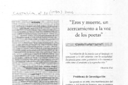 Eros y muerte, un acercamiento a la voz de los poetas.